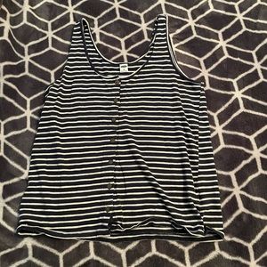 Striped button tank top
